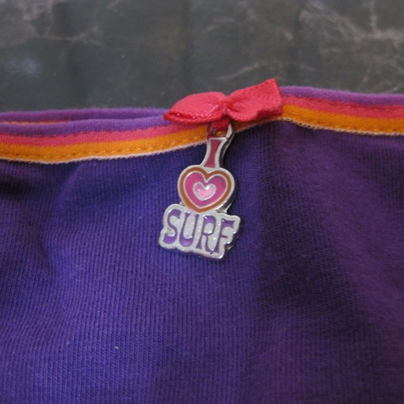 NWOT No Boundaries purple orange I Love Surf thong 4 - Picture 3 of 5